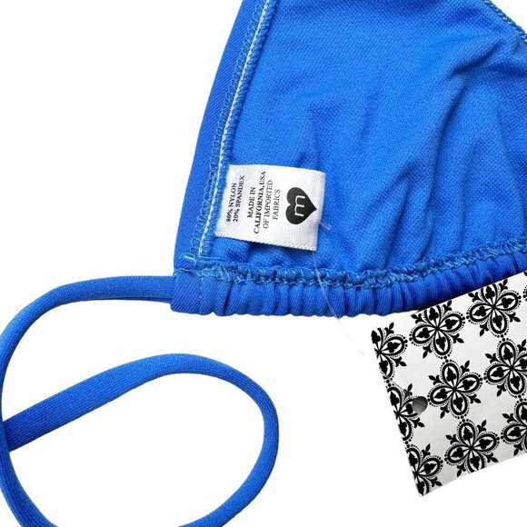 NWT Kushcush Kerry Cushman Triangle Bikini Tip Sz.M Blue Beach Brazilian Sexy - Picture 3 of 6